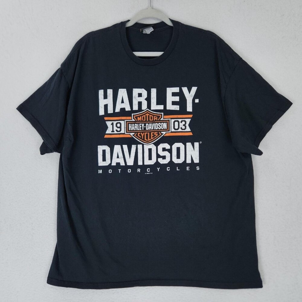 Harley Davidson Shirt Mens 2XL Black Wisconsin 1903 Bar Shield Motorcycle Tee